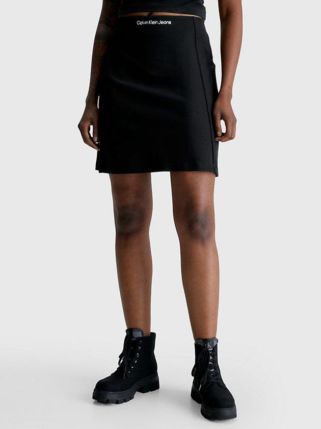 Calvin Klein USA Milano Jersey A-Line Mini Womens Skirt Black 4637529-LN